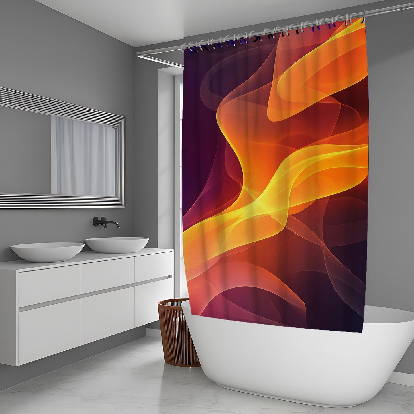 Coral Glitch Abstract And Pattern Shower Curtains