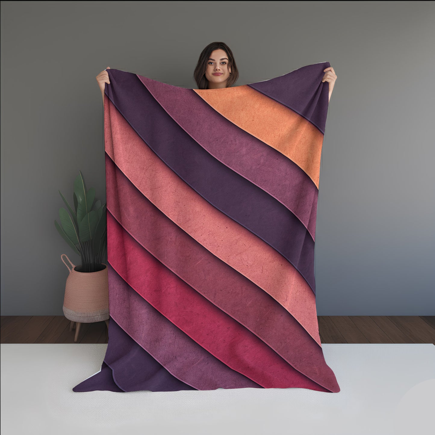 Cryptic Moss Abstract And Pattern dual-sided blanket, featuring modern stitched patterns and soft, reversible micro-fiber fabric.