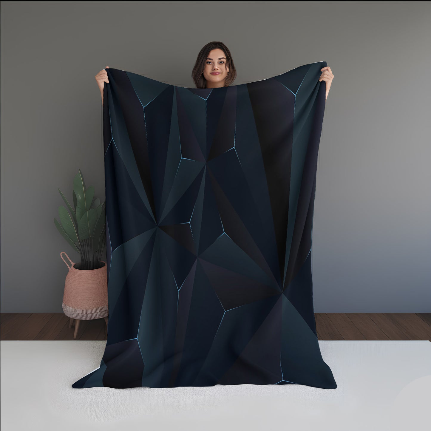 Digital Petal Abstract And Pattern dual-sided blanket, featuring modern stitched patterns and soft, reversible micro-fiber fabric.