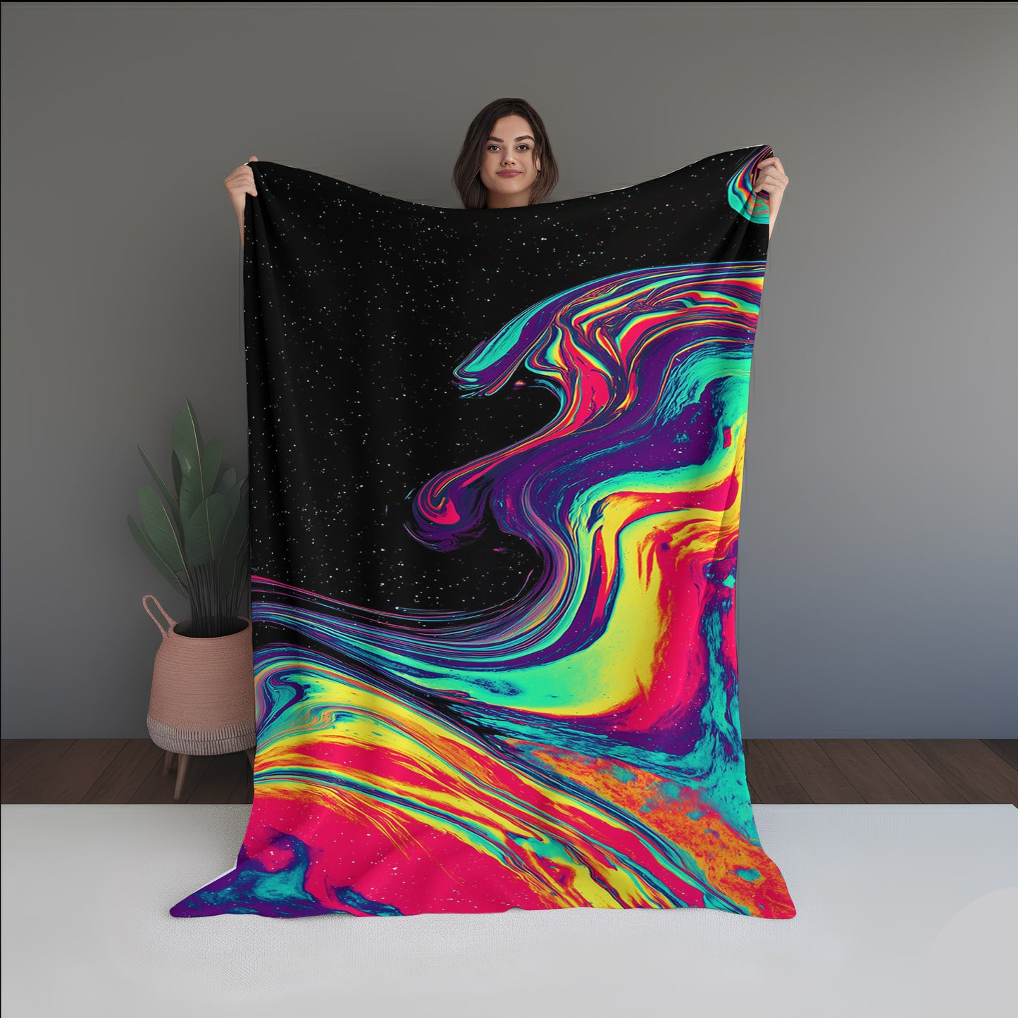 Fiber Horizon Abstract And Pattern Doormats dual-sided blanket, featuring modern stitched patterns and soft, reversible micro-fiber fabric.