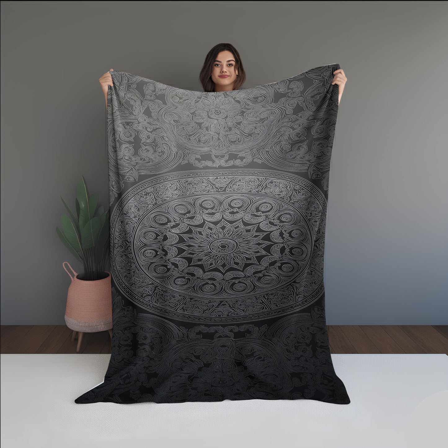 Flame Grain Abstract And Pattern Doormats dual-sided blanket, featuring modern stitched patterns and soft, reversible micro-fiber fabric.