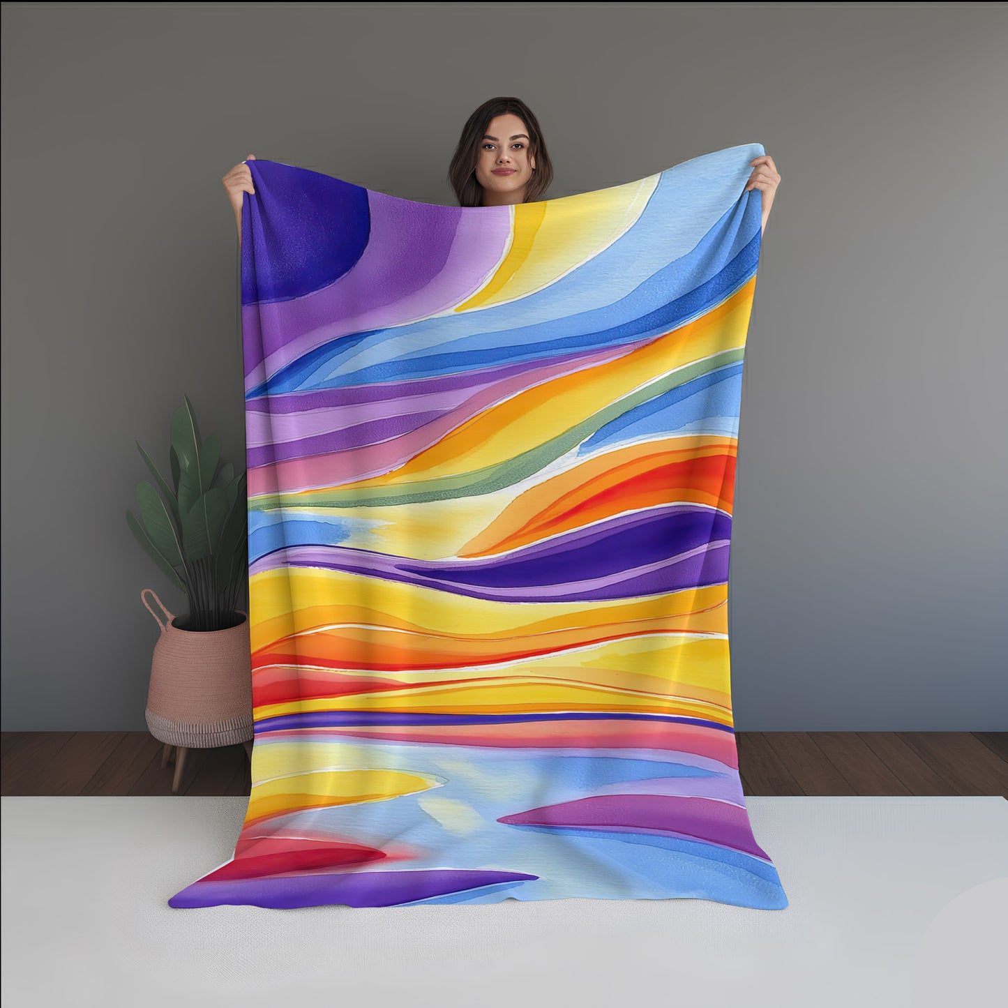 Framed Mist Abstract And Pattern Doormats dual-sided blanket, featuring modern stitched patterns and soft, reversible micro-fiber fabric.