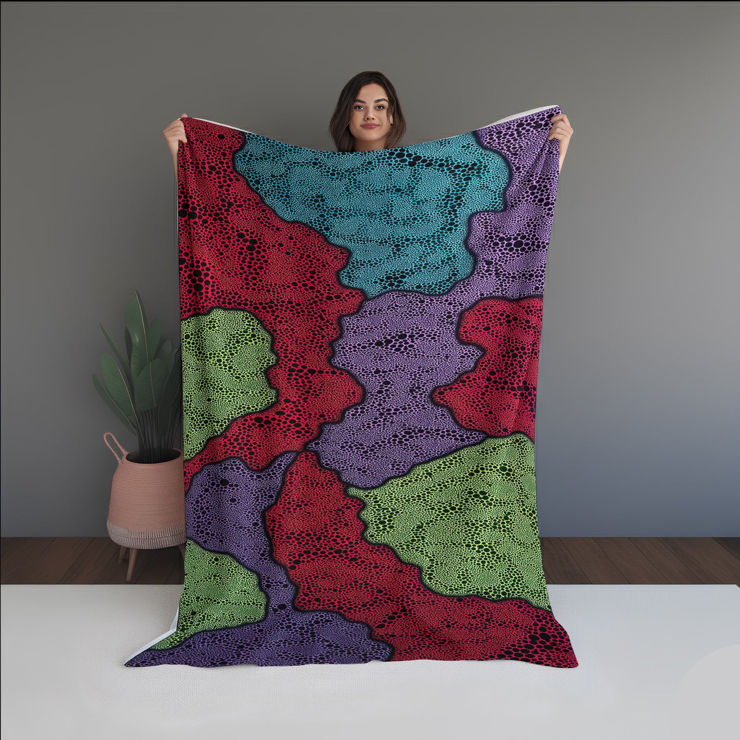 Frozen Breath Abstract And Pattern Doormats dual-sided blanket, featuring modern stitched patterns and soft, reversible micro-fiber fabric.