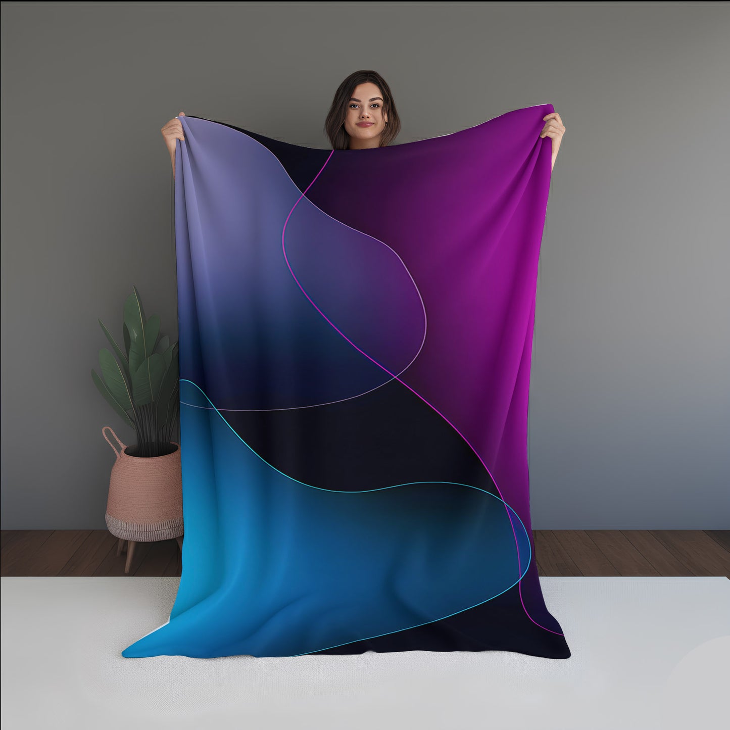 Heat Dust Abstract And Pattern Doormats dual-sided blanket, featuring modern stitched patterns and soft, reversible micro-fiber fabric.