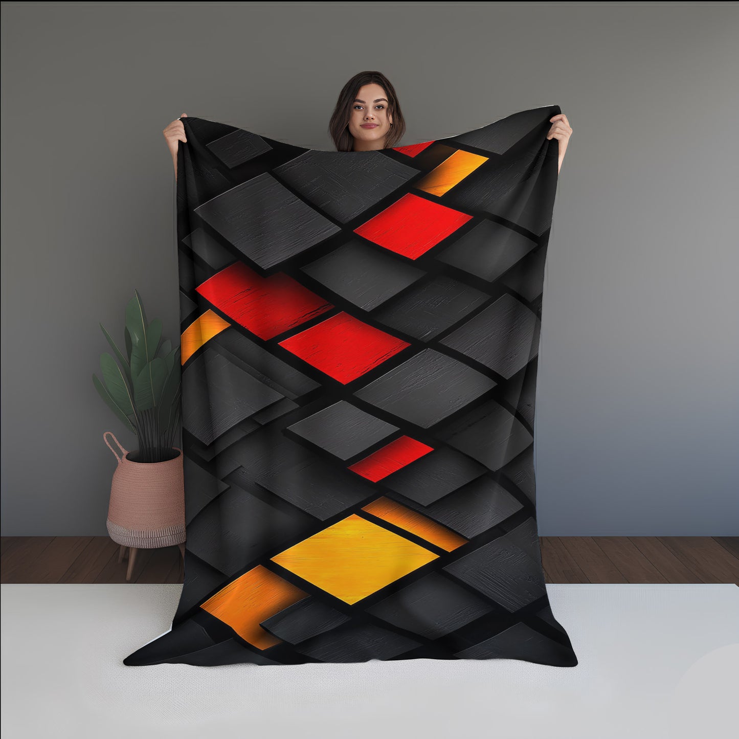 Ice Dream Abstract And Pattern Doormats dual-sided blanket, featuring modern stitched patterns and soft, reversible micro-fiber fabric.