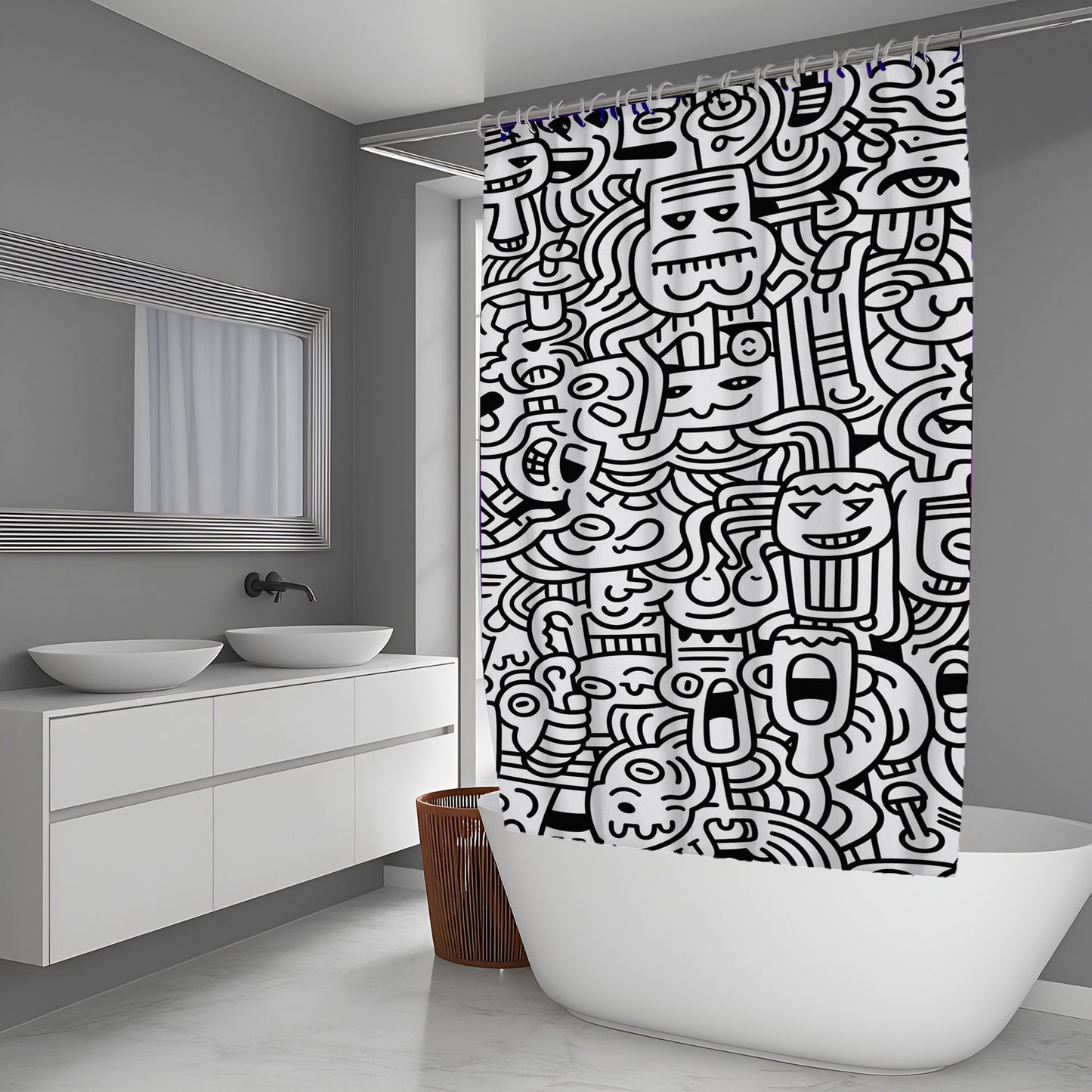 Ivory Doodle Shower Curtains