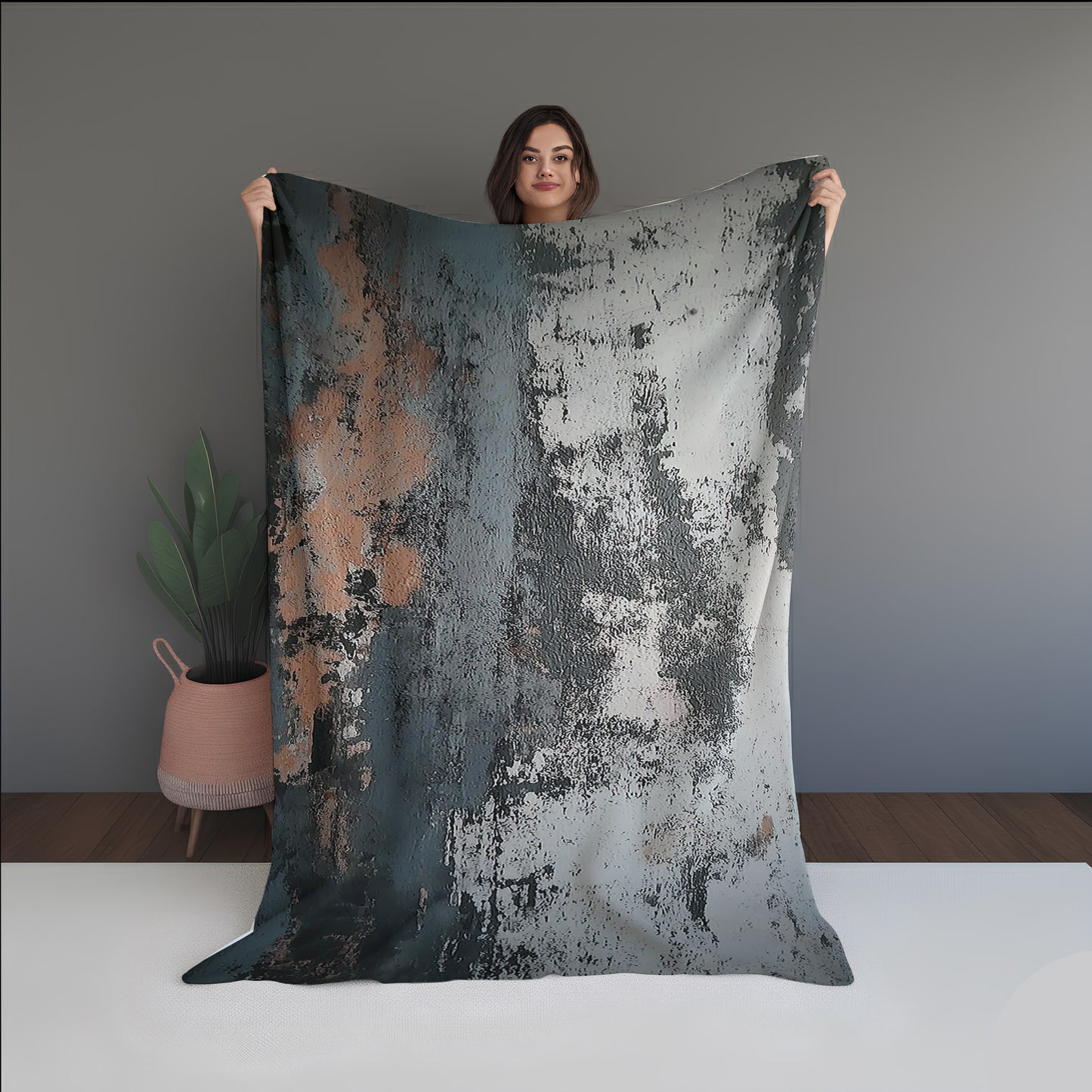 Leaf Glow Abstract And Pattern Doormats dual-sided blanket, featuring modern stitched patterns and soft, reversible micro-fiber fabric.