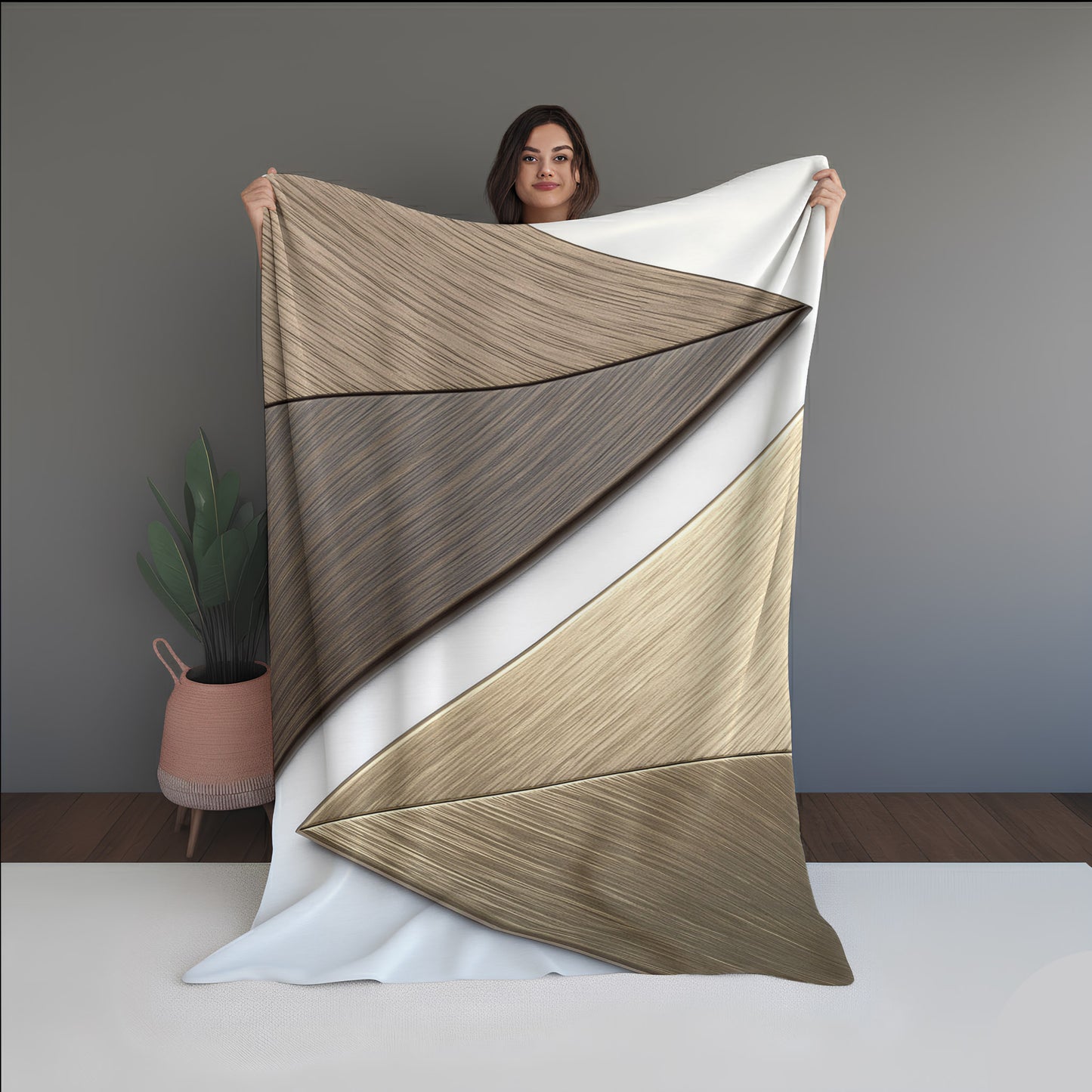 Lichen Light Abstract And Pattern Doormats dual-sided blanket, featuring modern stitched patterns and soft, reversible micro-fiber fabric.