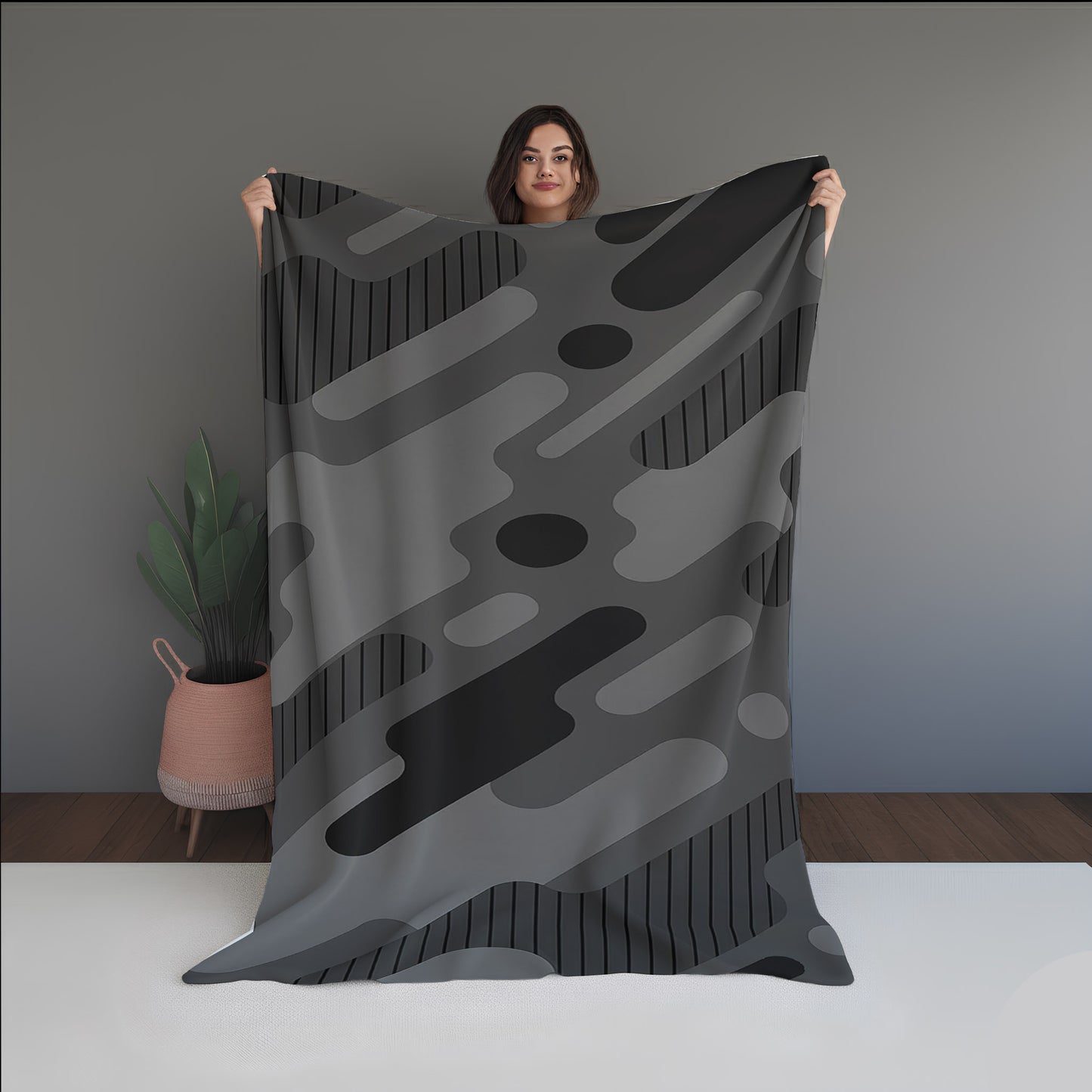 Light Sway Abstract And Pattern Doormats dual-sided blanket, featuring modern stitched patterns and soft, reversible micro-fiber fabric.