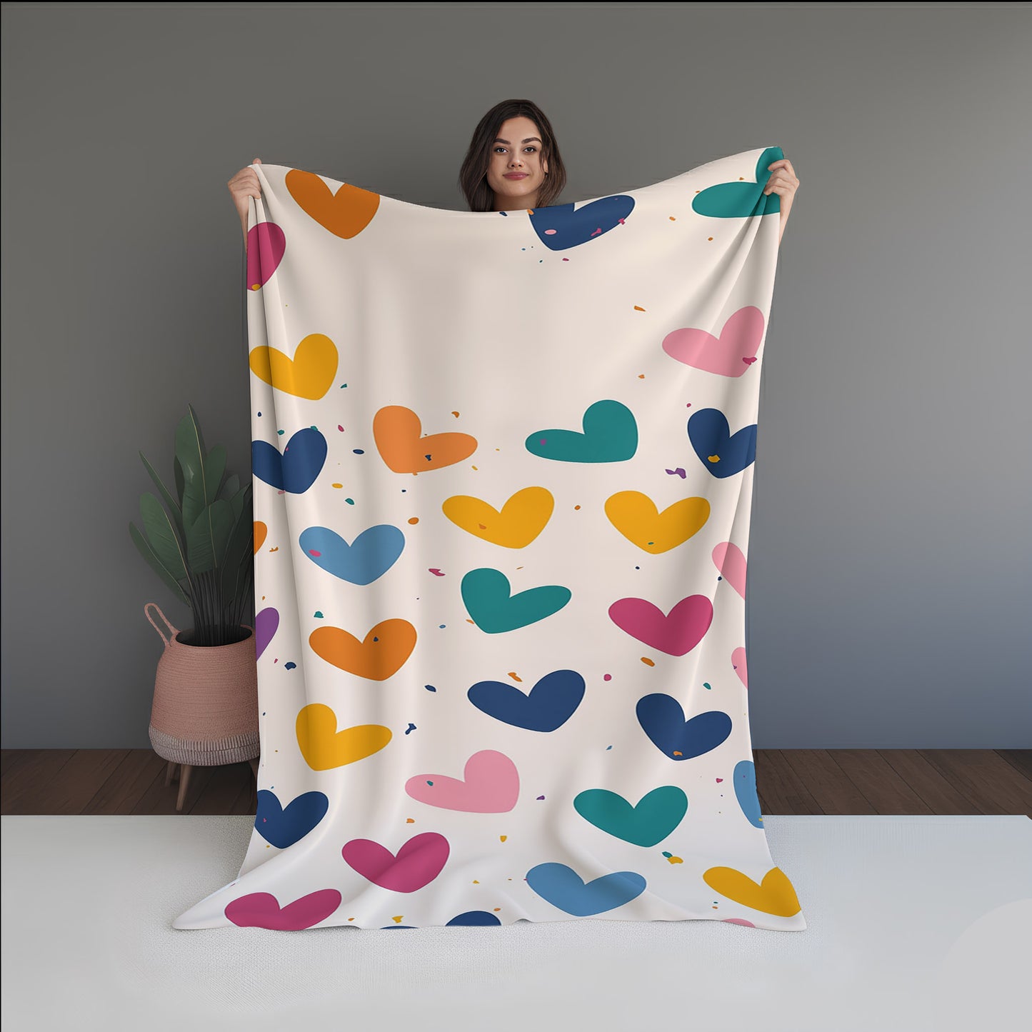 Love Rainbow Abstract And Pattern Doormats dual-sided blanket, featuring modern stitched patterns and soft, reversible micro-fiber fabric.