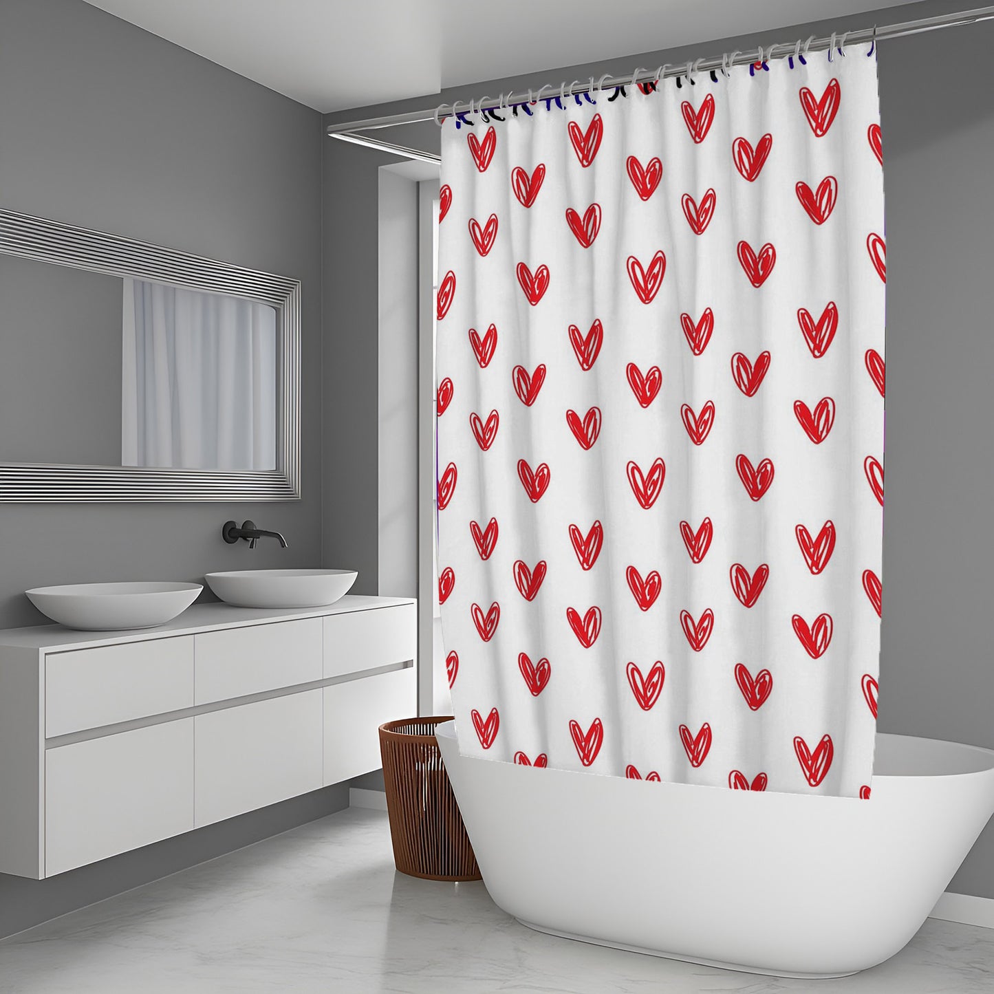 Love Red Abstract And Pattern Shower Curtains