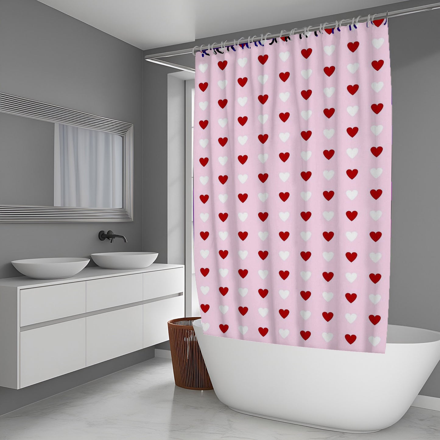 Love Red And White Abstract And Pattern Shower Curtains