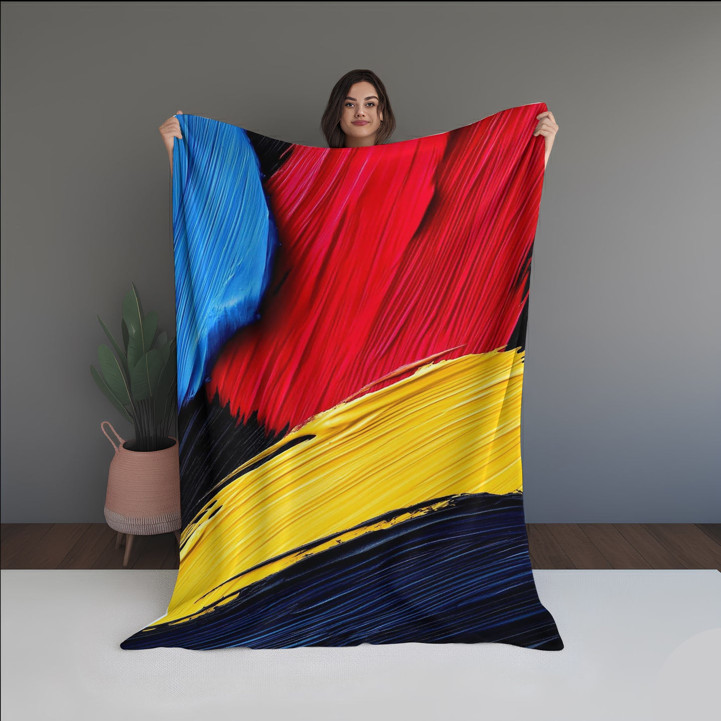 Neon Vortex Abstract And Pattern Doormats dual-sided blanket, featuring modern stitched patterns and soft, reversible micro-fiber fabric.