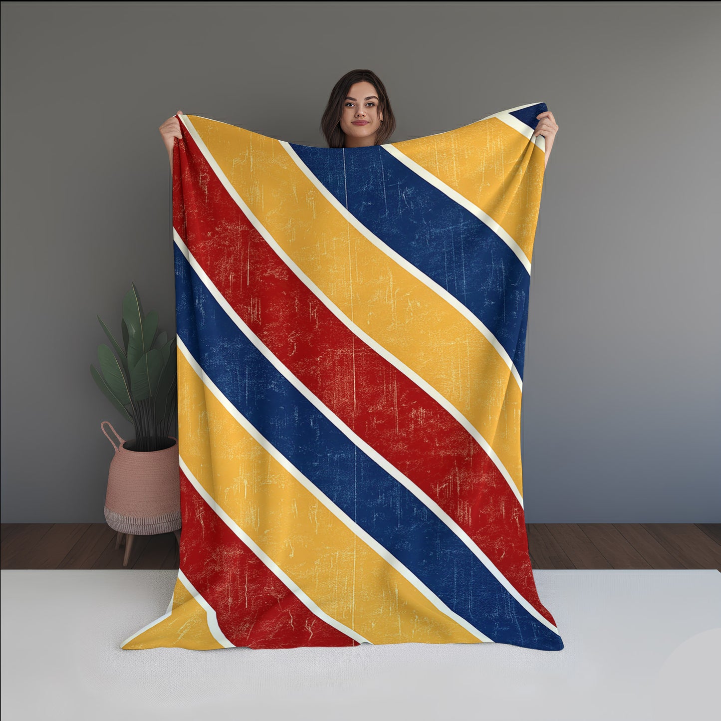 Ocean Echo Abstract And Pattern Doormats dual-sided blanket, featuring modern stitched patterns and soft, reversible micro-fiber fabric.