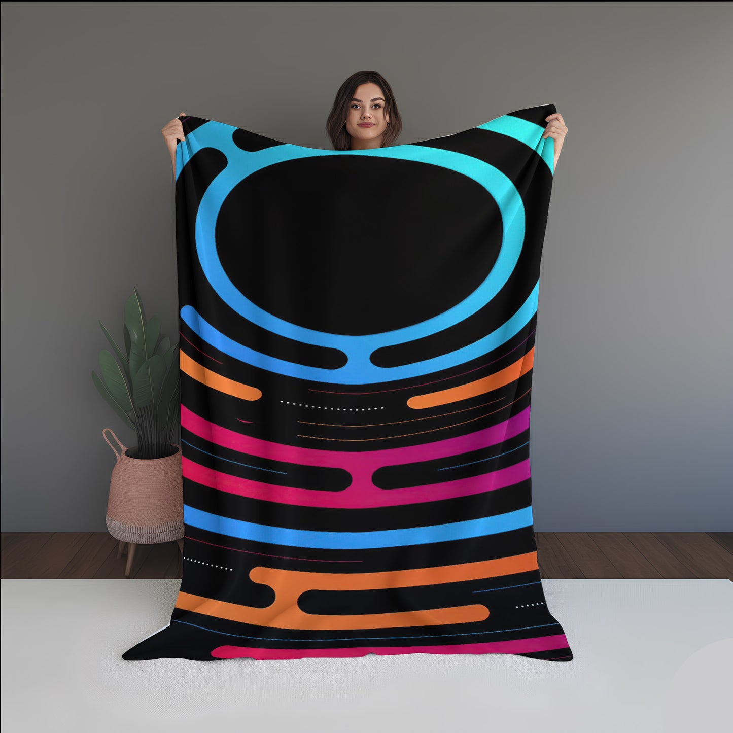 Plasma Mist Abstract And Pattern Doormats dual-sided blanket, featuring modern stitched patterns and soft, reversible micro-fiber fabric.