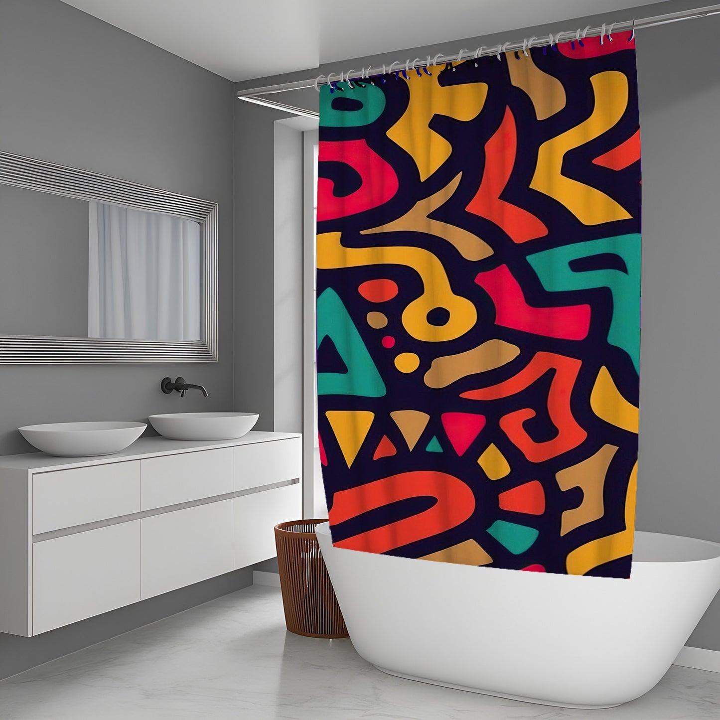 Snowball Doodle Shower Curtains