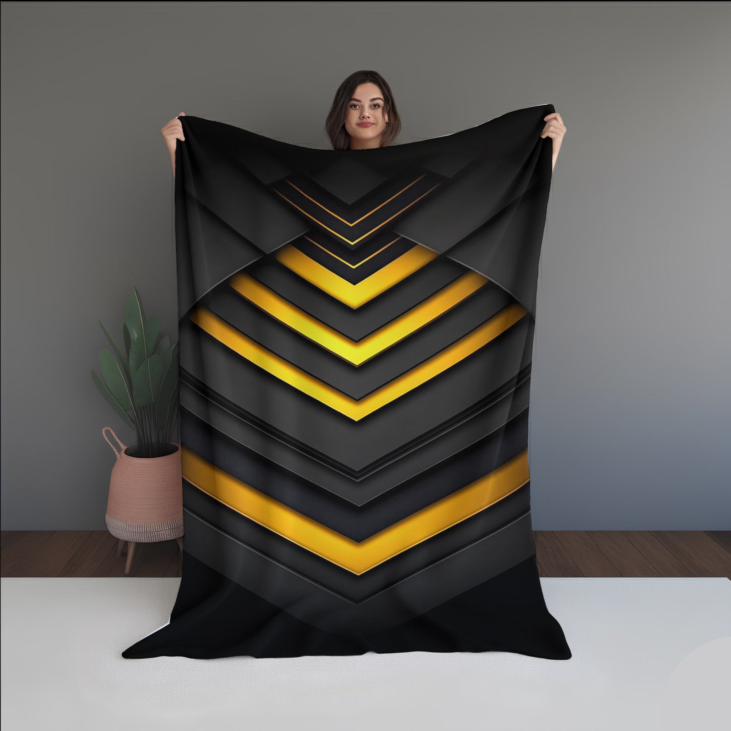 Wave Prism Abstract And Pattern Doormats dual-sided blanket, featuring modern stitched patterns and soft, reversible micro-fiber fabric.