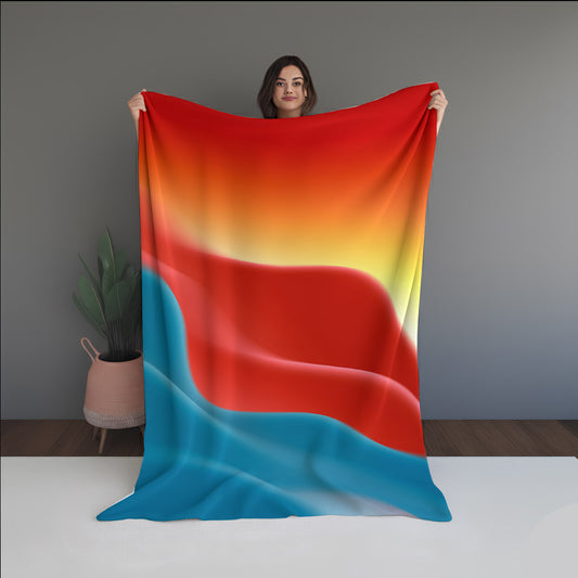 Aqua Static Abstract And Pattern dual-sided blanket, featuring modern stitched patterns and soft, reversible micro-fiber fabric.