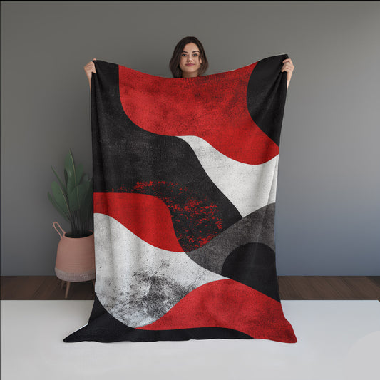 Aqua Thread Abstract And Pattern dual-sided blanket, featuring modern stitched patterns and soft, reversible micro-fiber fabric.