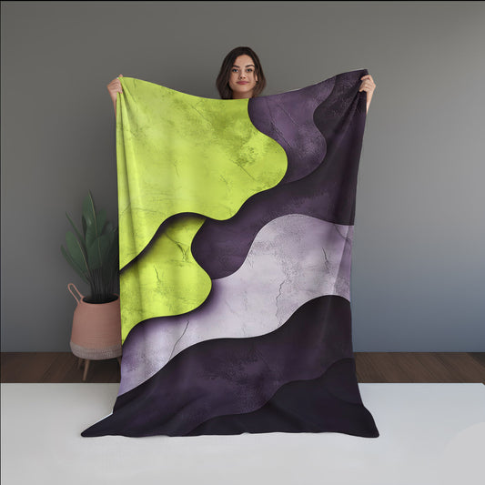 Ash Prism Abstract And Pattern dual-sided blanket, featuring modern stitched patterns and soft, reversible micro-fiber fabric.