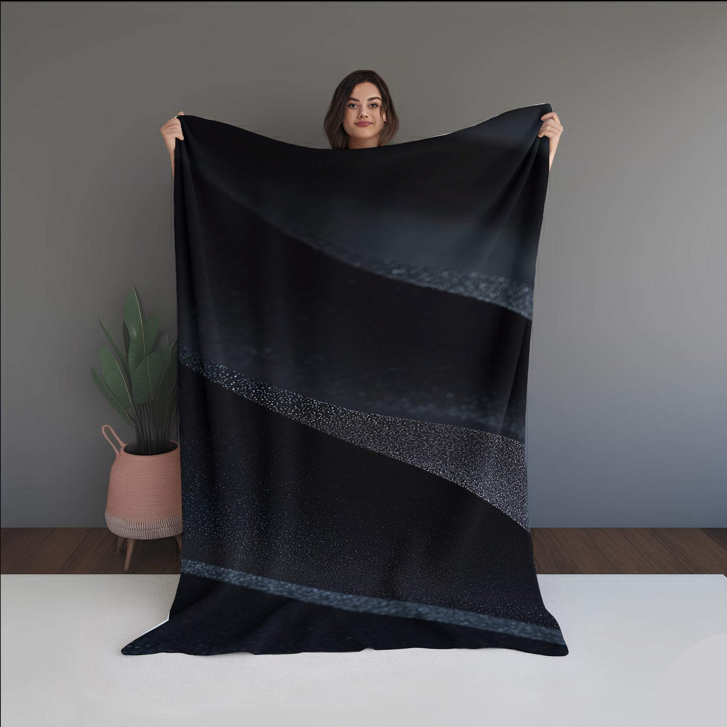 Aurora Grain Abstract And Pattern dual-sided blanket, featuring modern stitched patterns and soft, reversible micro-fiber fabric.