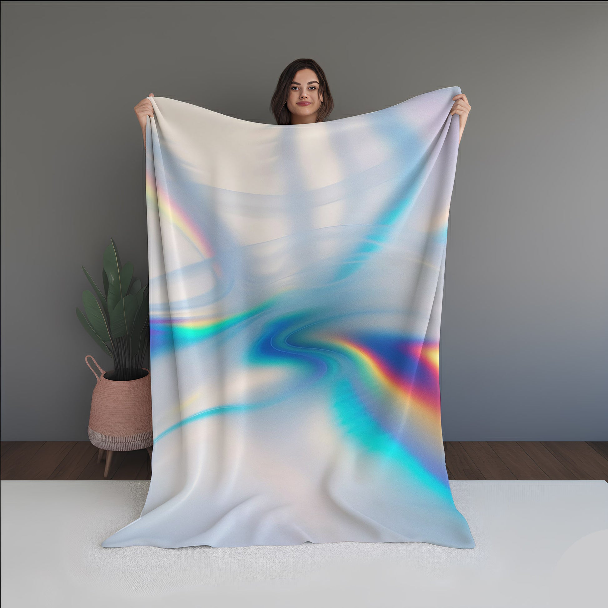Bloom Neon Abstract And Pattern dual-sided blanket, featuring modern stitched patterns and soft, reversible micro-fiber fabric.