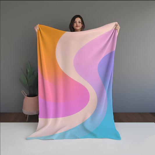 Botanical Blur Abstract And Pattern dual-sided blanket, featuring modern stitched patterns and soft, reversible micro-fiber fabric.