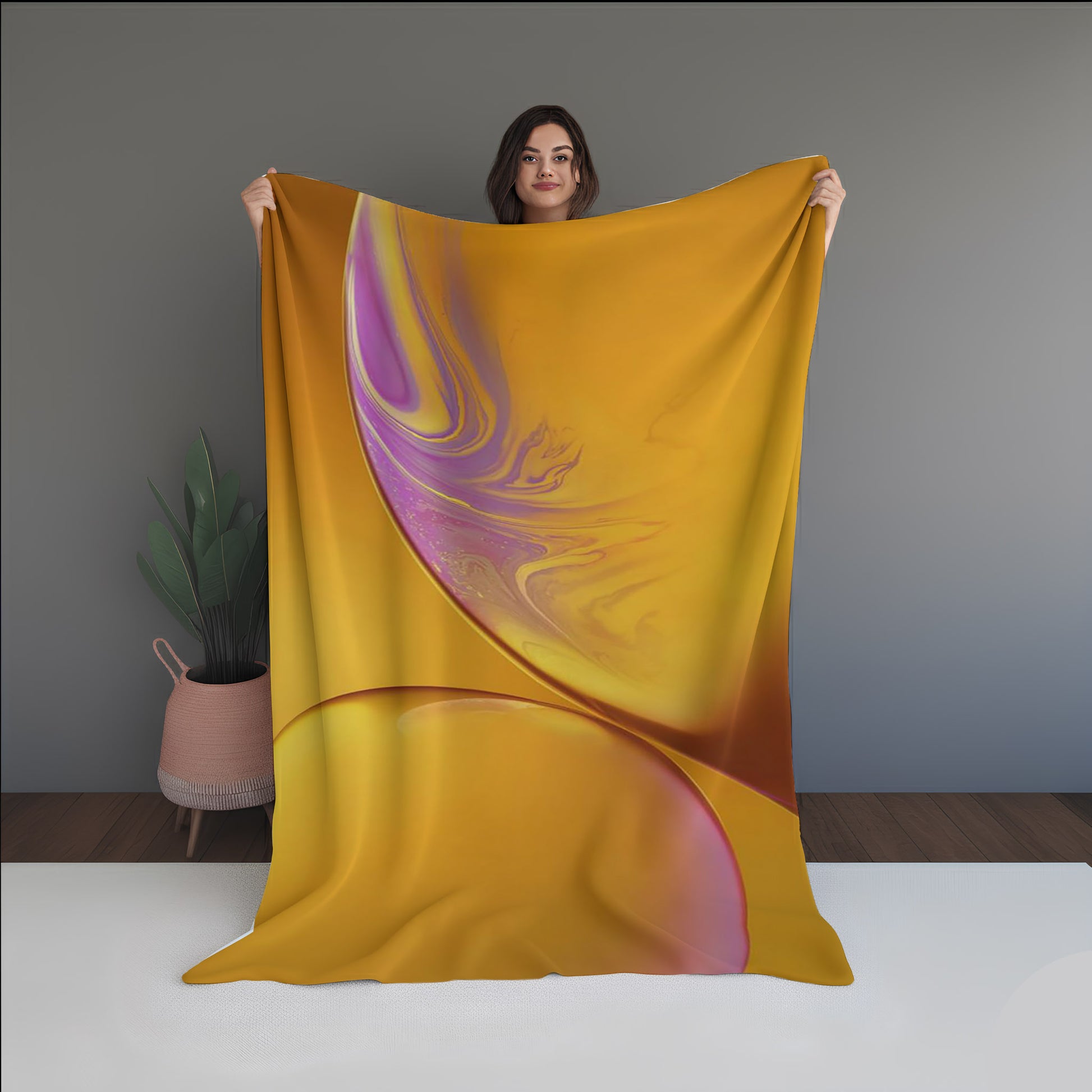 Cold Bloom Abstract And Pattern dual-sided blanket, featuring modern stitched patterns and soft, reversible micro-fiber fabric.