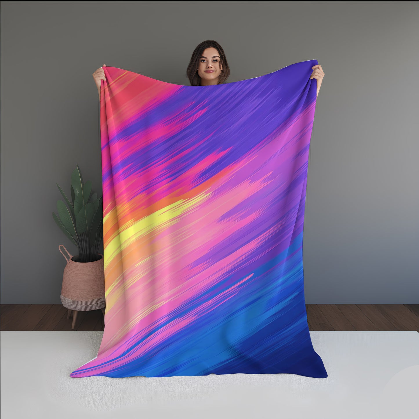 Color Vibration Abstract And Pattern dual-sided blanket, featuring modern stitched patterns and soft, reversible micro-fiber fabric.