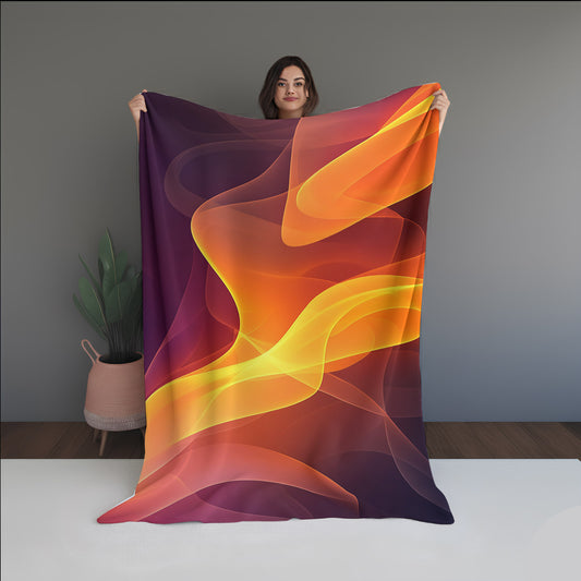 Coral Glitch Abstract And Pattern dual-sided blanket, featuring modern stitched patterns and soft, reversible micro-fiber fabric.