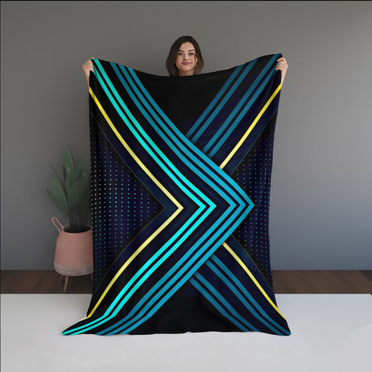 Crystal Cloud Abstract And Pattern dual-sided blanket, featuring modern stitched patterns and soft, reversible micro-fiber fabric.