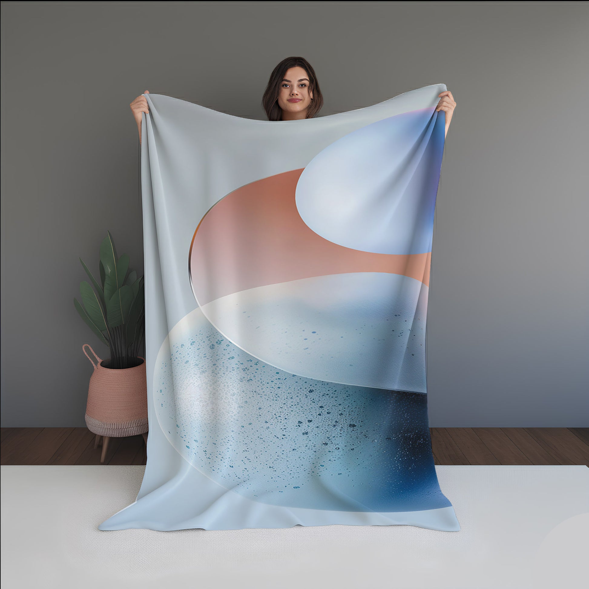Crystal Dew Abstract And Pattern dual-sided blanket, featuring modern stitched patterns and soft, reversible micro-fiber fabric.