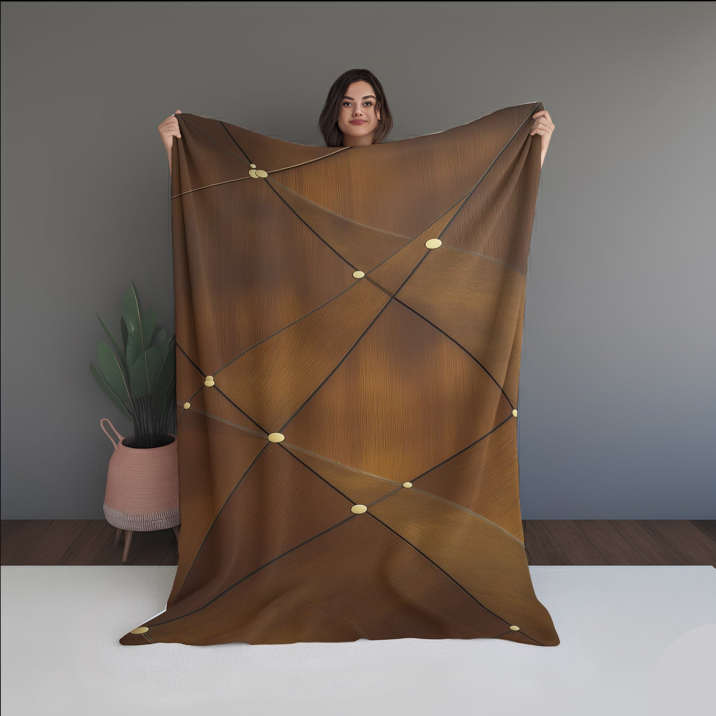 Desert Pixel Abstract And Pattern dual-sided blanket, featuring modern stitched patterns and soft, reversible micro-fiber fabric.
