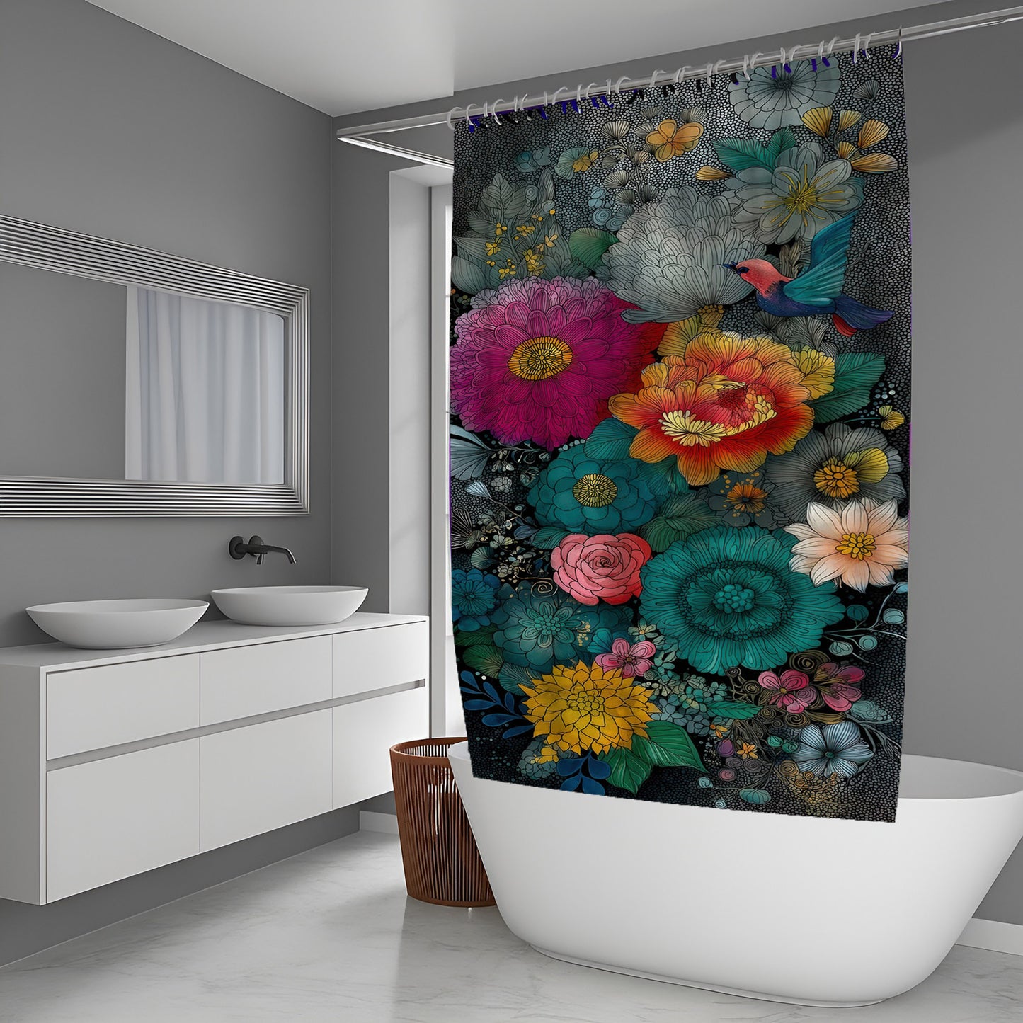 Digital Leaf Abstract And Pattern Shower Curtains