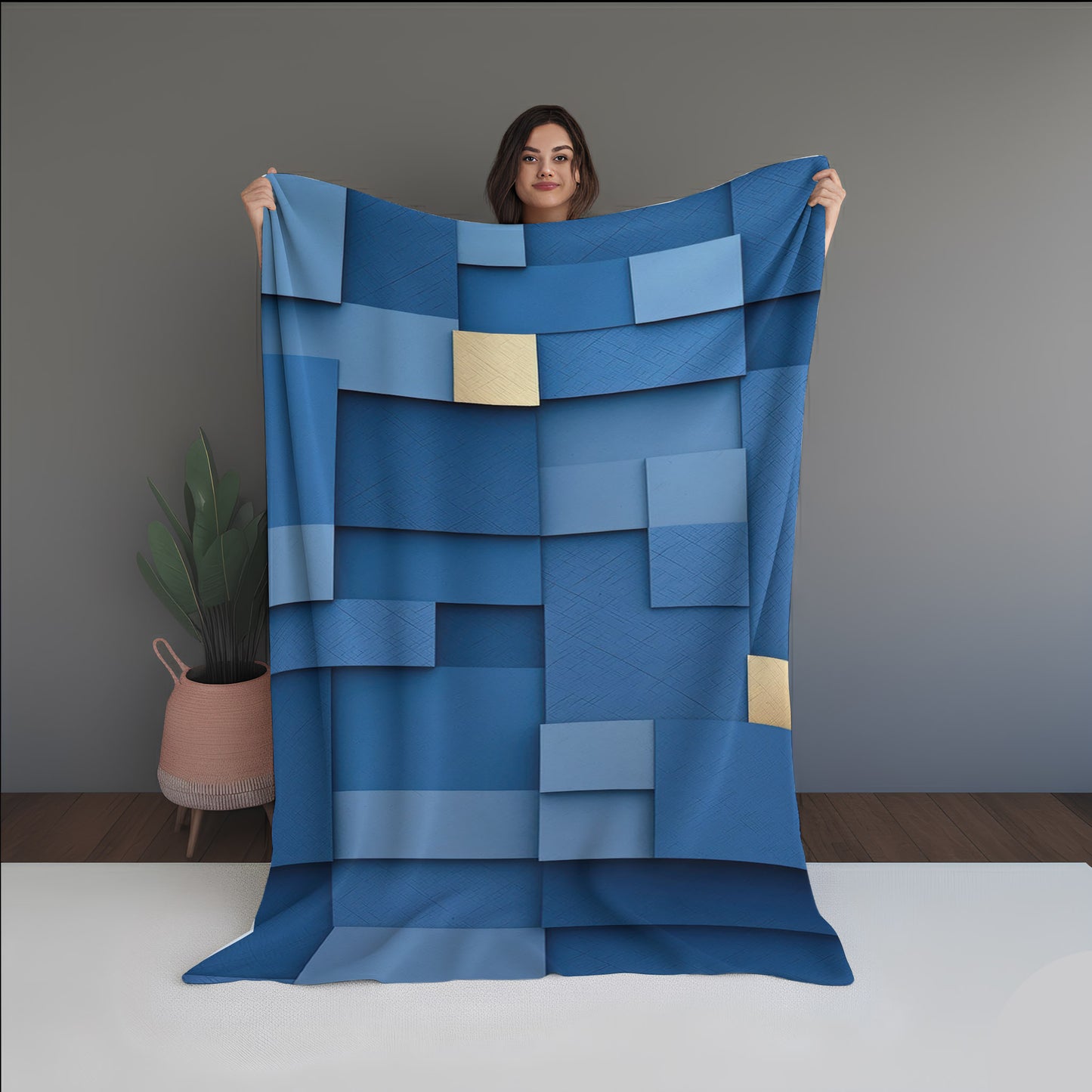 Dust Glimmer Abstract And Pattern dual-sided blanket, featuring modern stitched patterns and soft, reversible micro-fiber fabric.