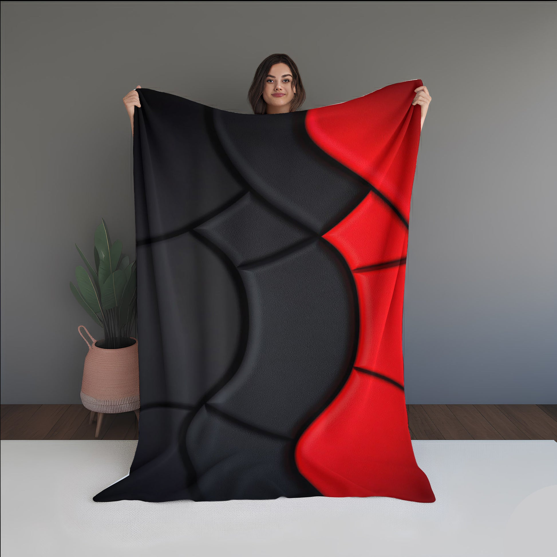 Ember Scatter Abstract And Pattern Doormats dual-sided blanket, featuring modern stitched patterns and soft, reversible micro-fiber fabric.