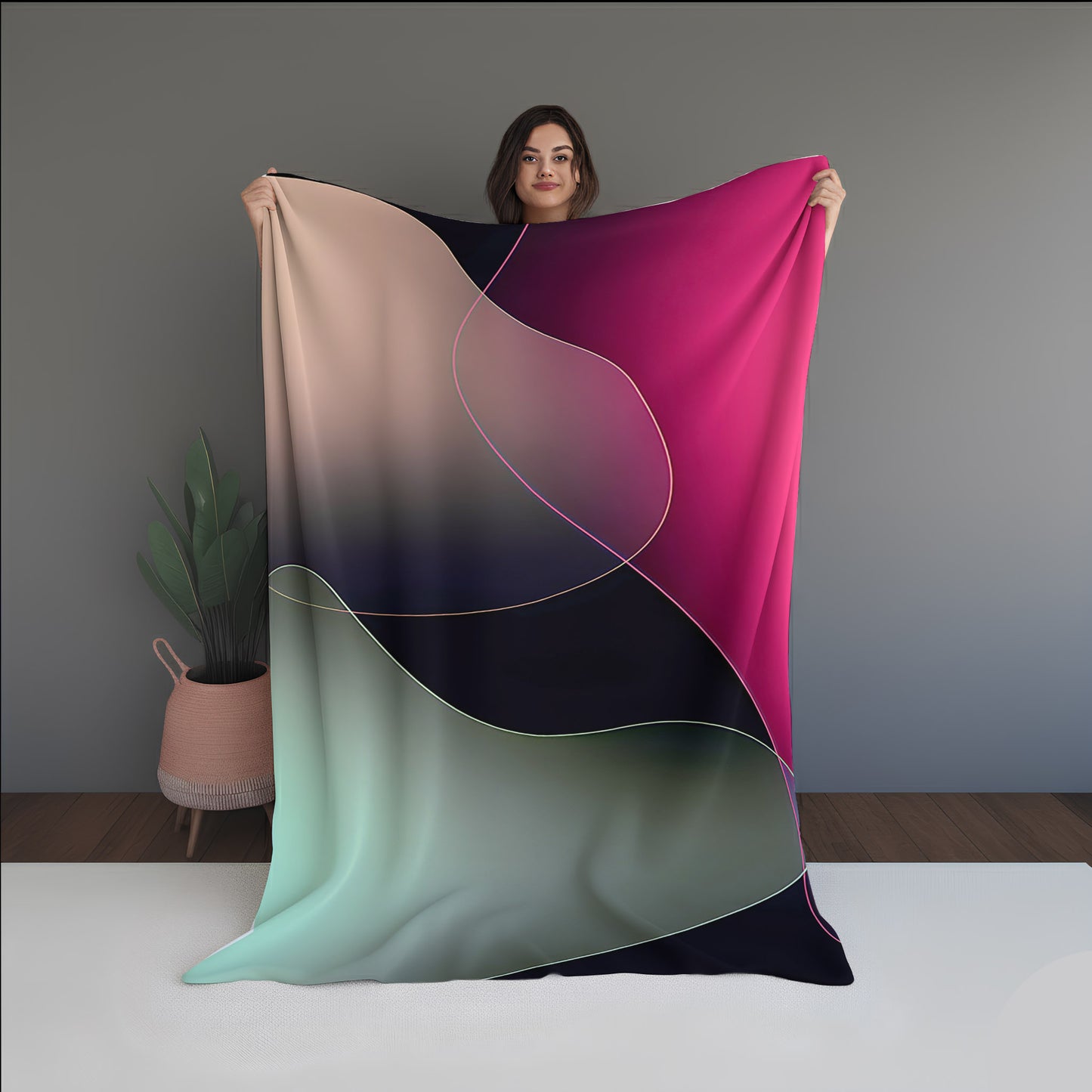 Feather Pixel Abstract And Pattern Doormats dual-sided blanket, featuring modern stitched patterns and soft, reversible micro-fiber fabric.