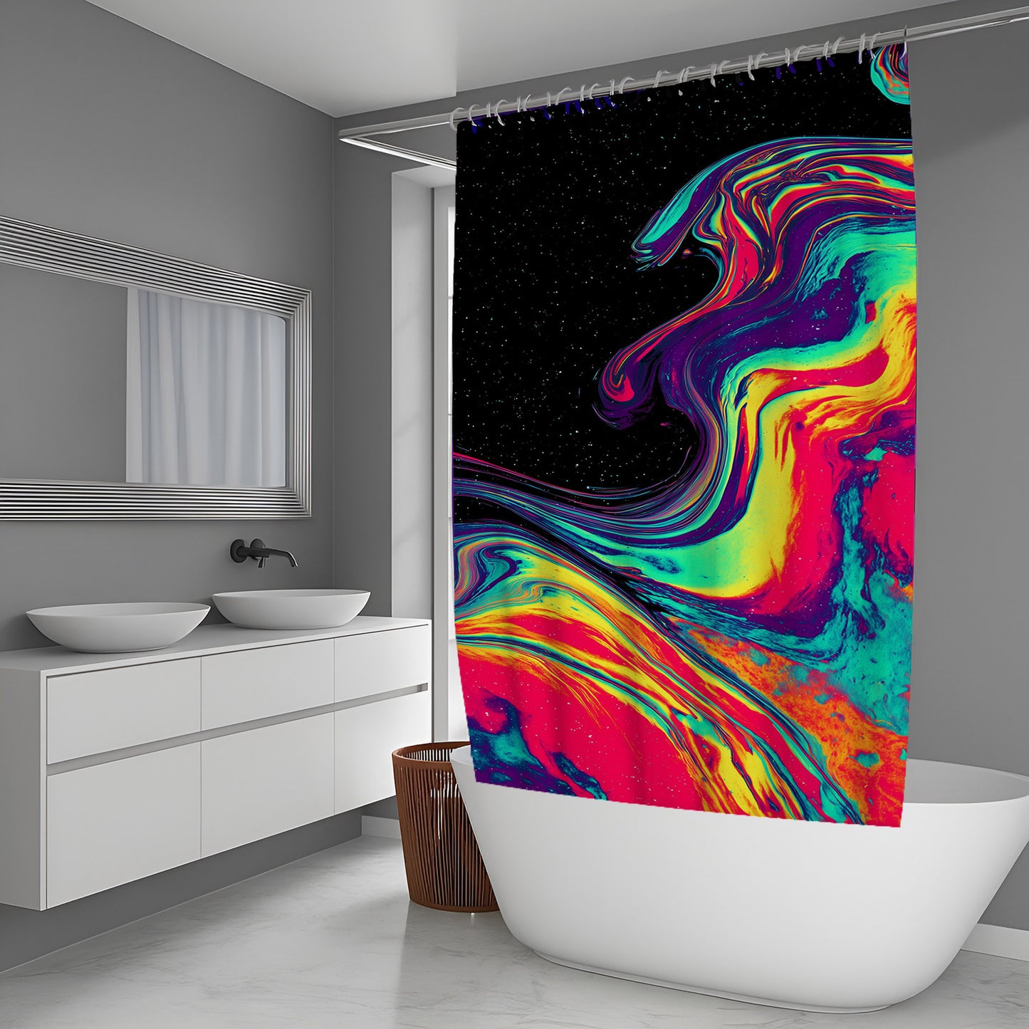 Fiber Horizon Abstract And Pattern Shower Curtains