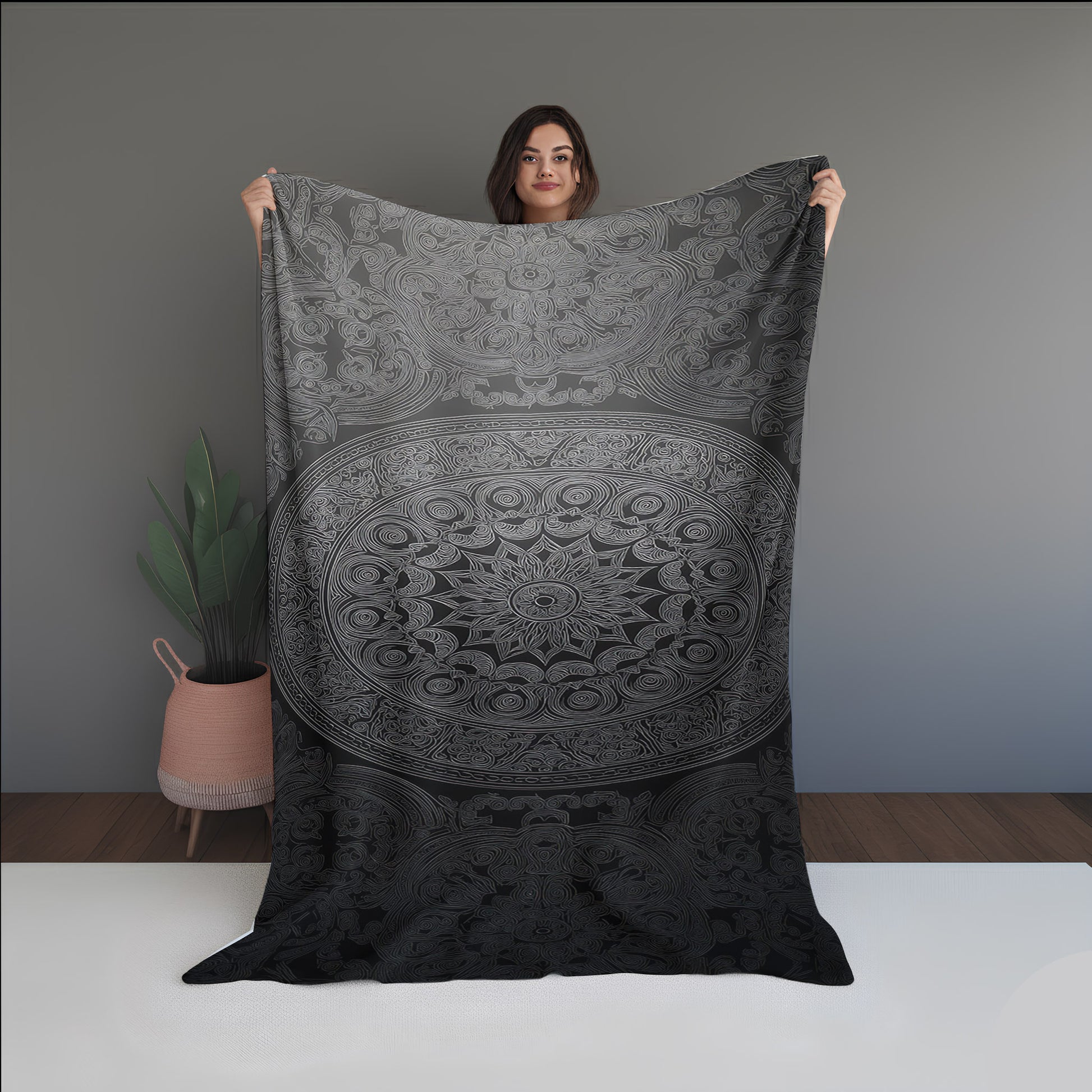 Flame Grain Abstract And Pattern Doormats dual-sided blanket, featuring modern stitched patterns and soft, reversible micro-fiber fabric.