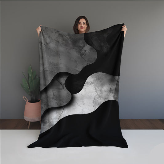 Forest Bloom Abstract And Pattern Doormats dual-sided blanket, featuring modern stitched patterns and soft, reversible micro-fiber fabric.