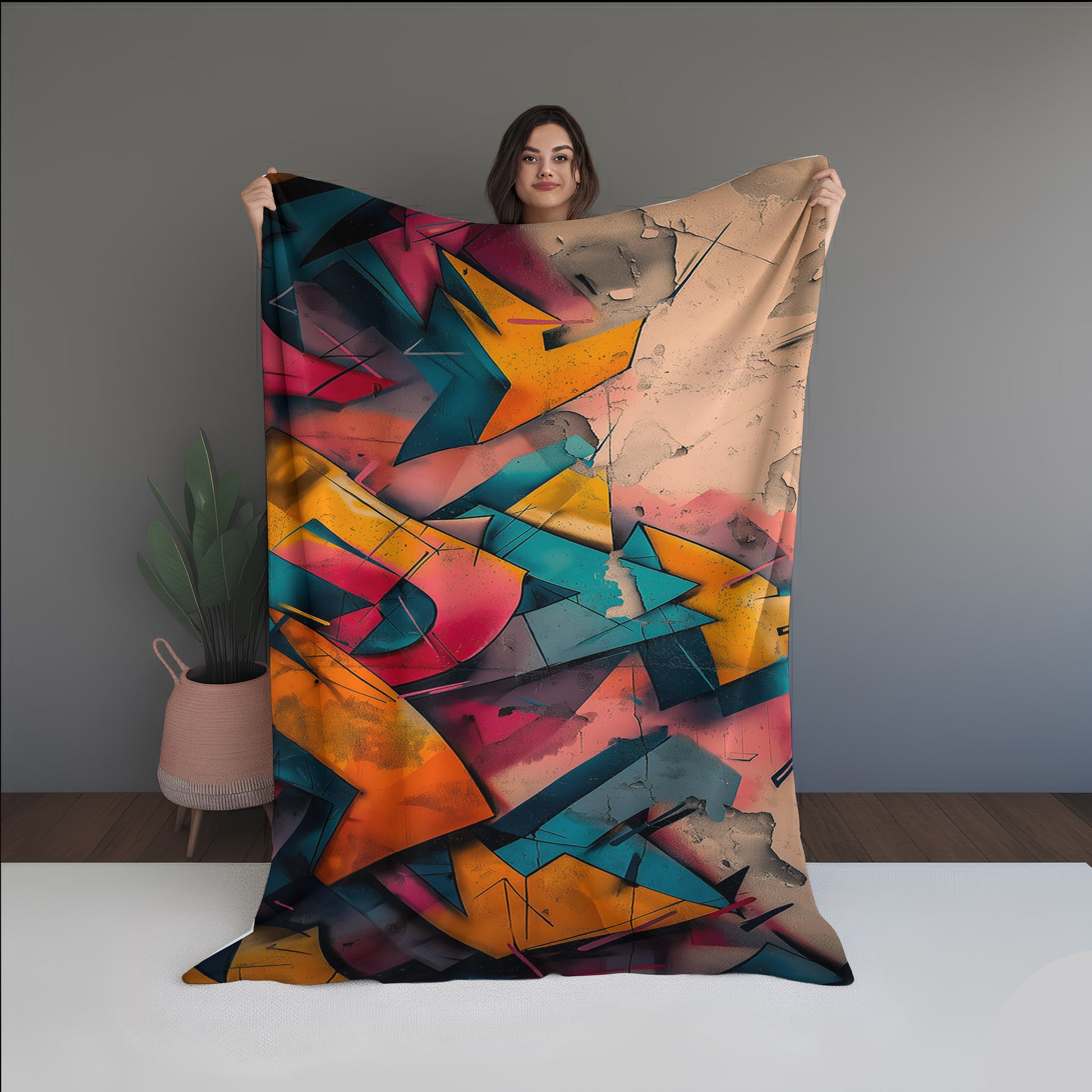 Frost Pixel Abstract And Pattern Doormats dual-sided blanket, featuring modern stitched patterns and soft, reversible micro-fiber fabric.