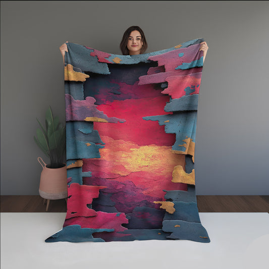 Frost Prism Abstract And Pattern Doormats dual-sided blanket, featuring modern stitched patterns and soft, reversible micro-fiber fabric.