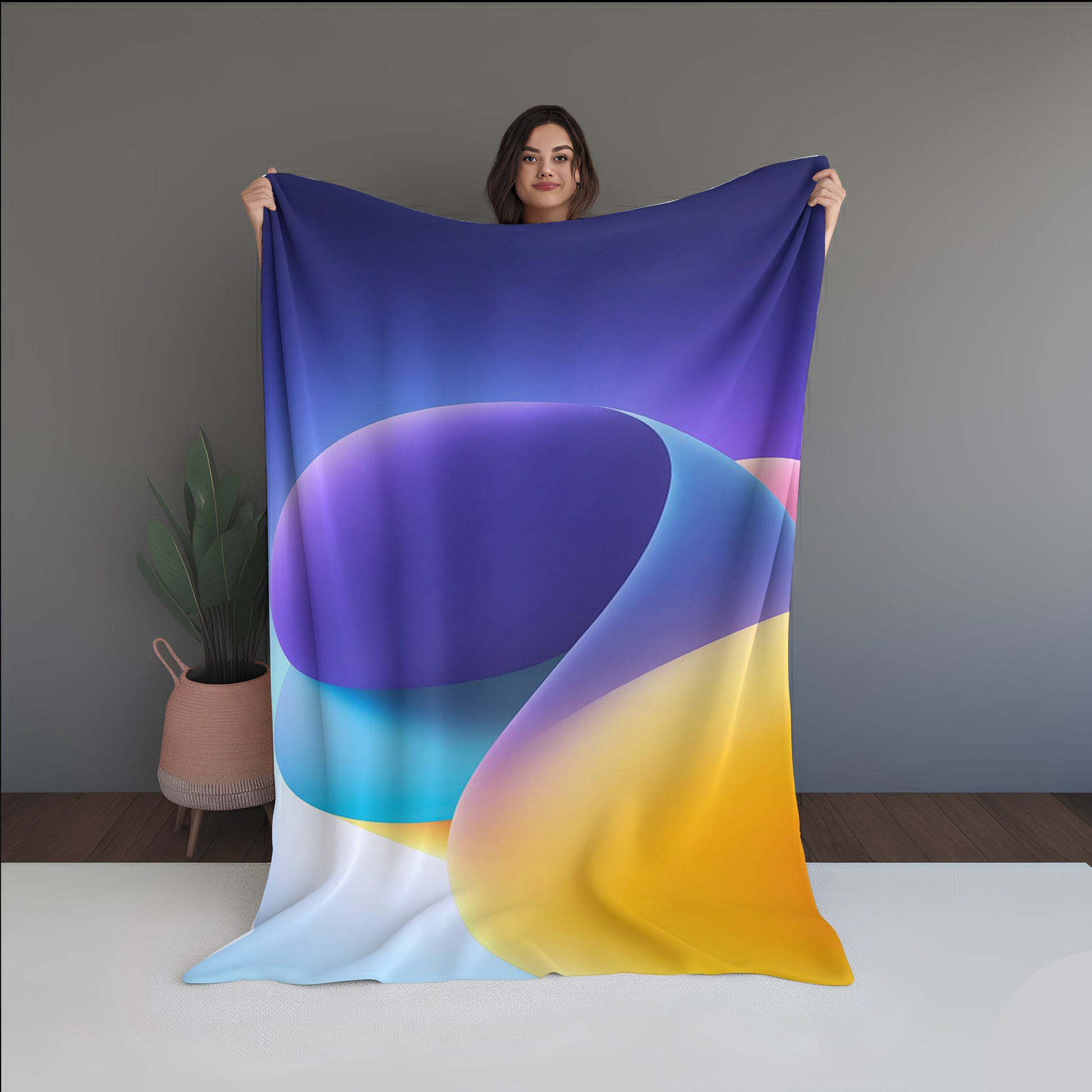 Gradient Cloud Abstract And Pattern Doormats dual-sided blanket, featuring modern stitched patterns and soft, reversible micro-fiber fabric.