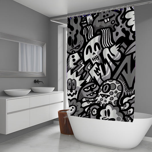 Grizzly Doodle Shower Curtains