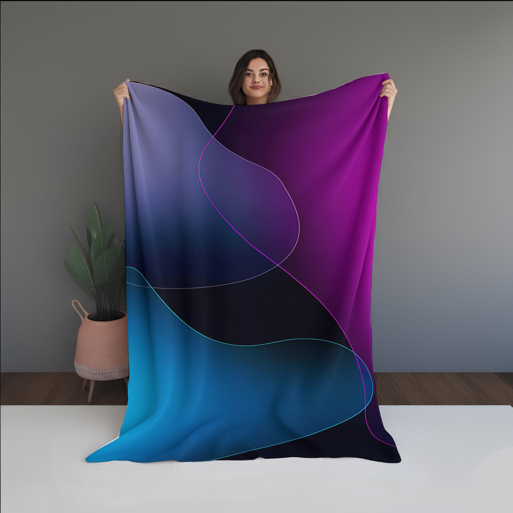 Heat Dust Abstract And Pattern Doormats dual-sided blanket, featuring modern stitched patterns and soft, reversible micro-fiber fabric.