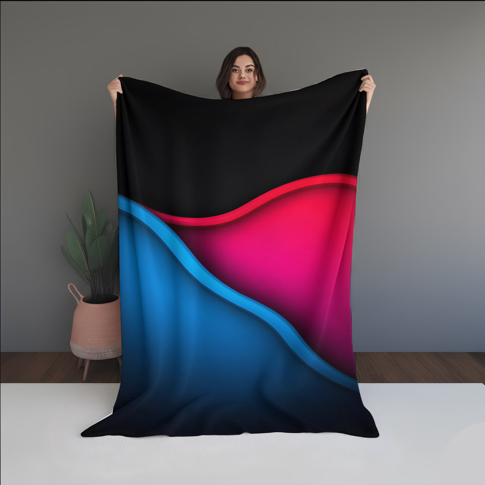 Ice Leaf Abstract And Pattern Doormats dual-sided blanket, featuring modern stitched patterns and soft, reversible micro-fiber fabric.