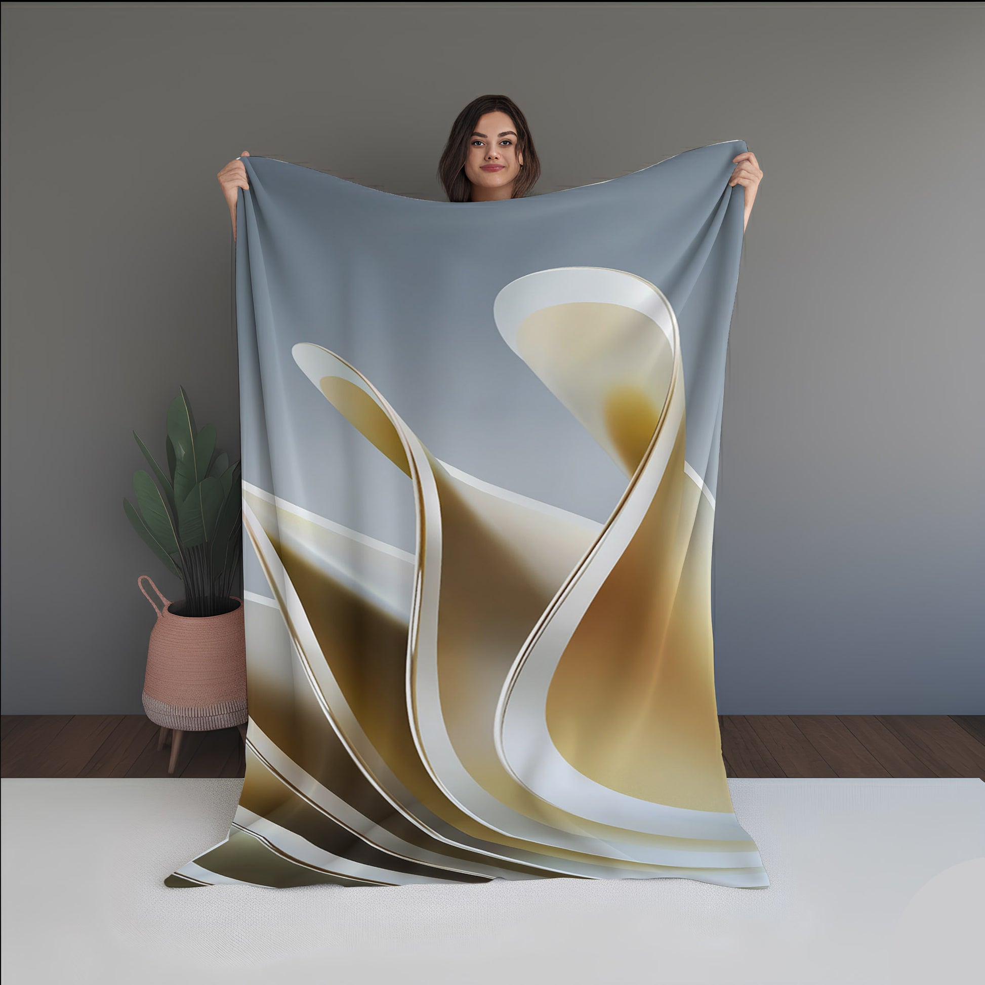 Ice Static Abstract And Pattern Doormats dual-sided blanket, featuring modern stitched patterns and soft, reversible micro-fiber fabric.