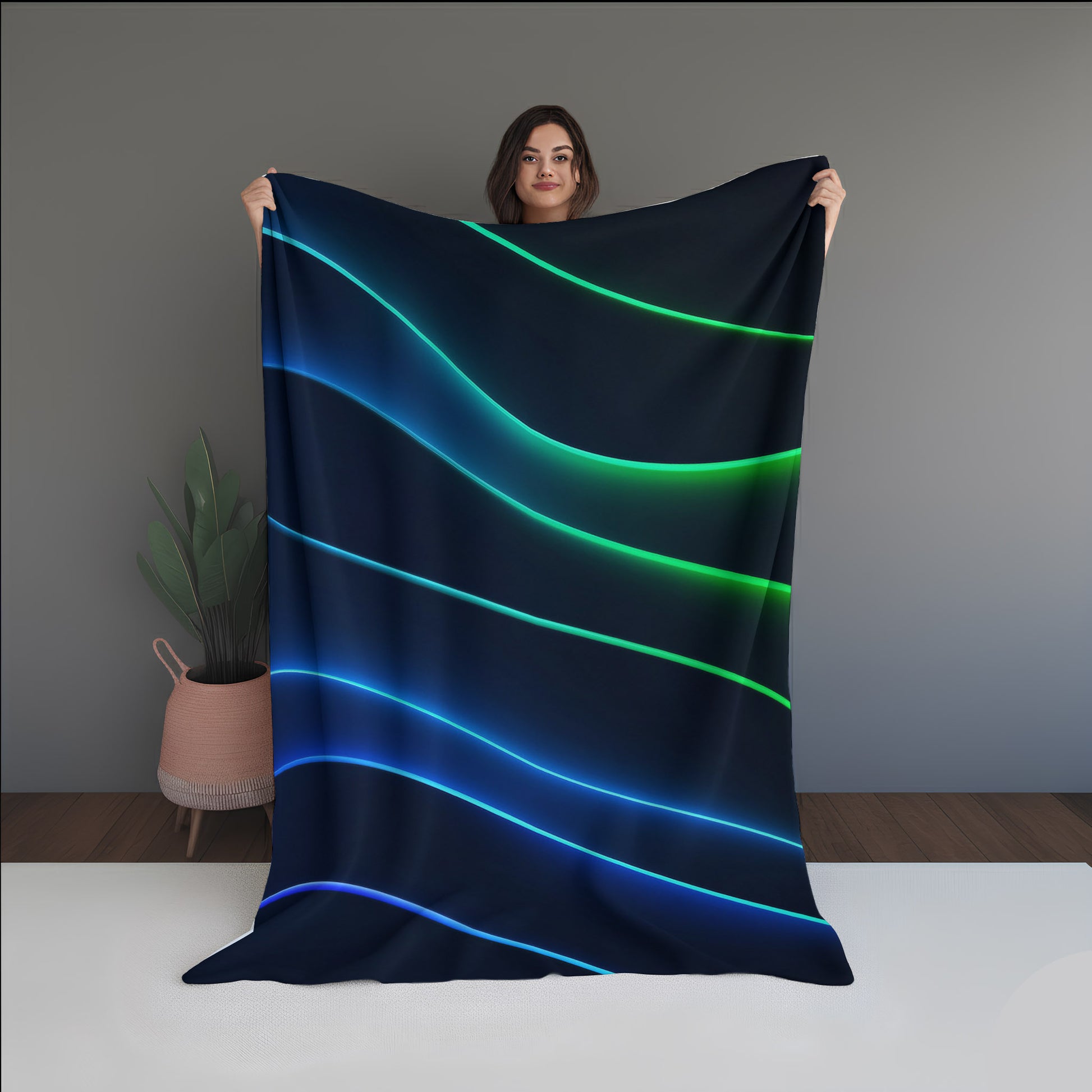 Leaf Static Abstract And Pattern Doormats dual-sided blanket, featuring modern stitched patterns and soft, reversible micro-fiber fabric.