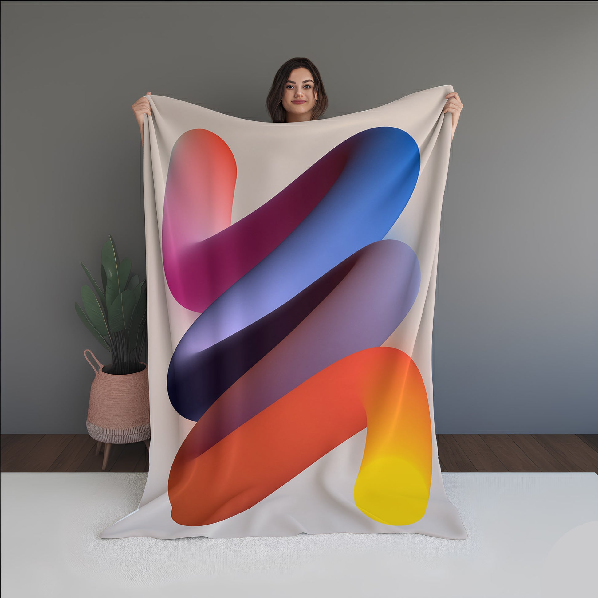 Light Burst Abstract And Pattern Doormats dual-sided blanket, featuring modern stitched patterns and soft, reversible micro-fiber fabric.