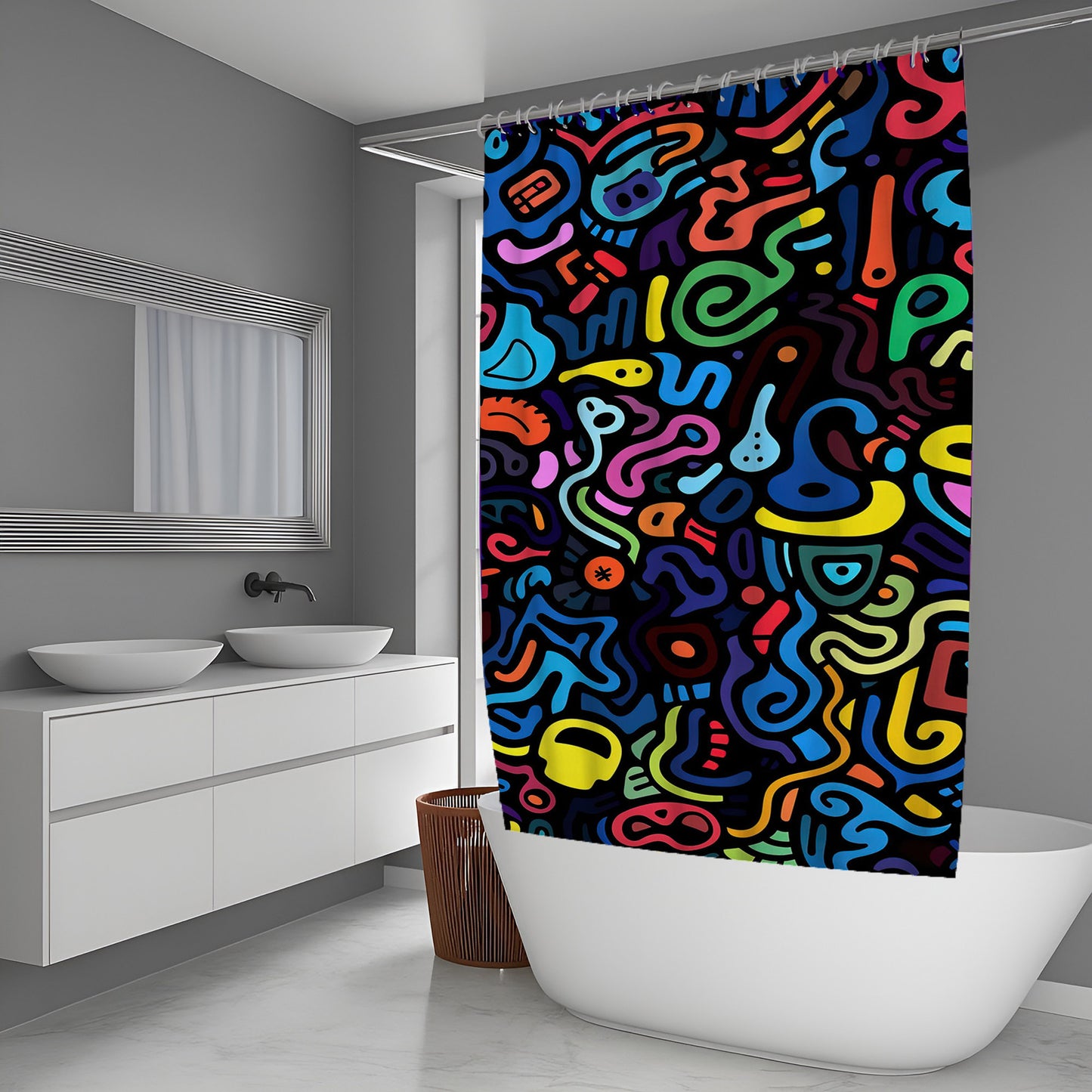 Lion Doodle Shower Curtains